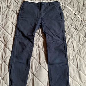 Full length Navy Blue mid-rise trousers